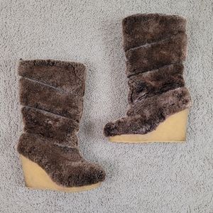 Tory Burch Kiki Fur Wedge Boot